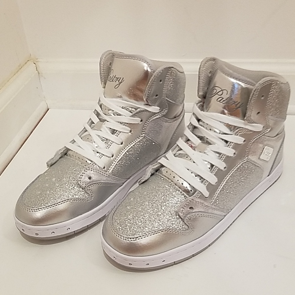 Metallic Glitter Silver High Top Dance Sneakers